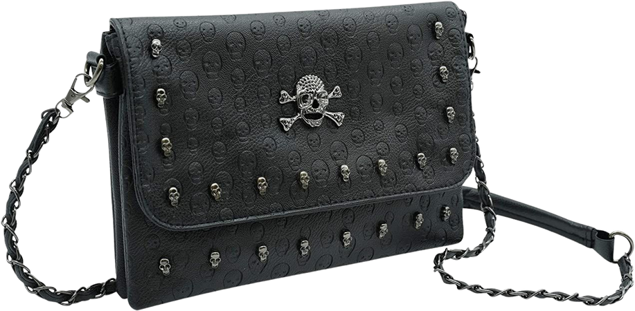 Ro Rox Women's Studded Skull Crossbody Shoulder Bag Punk Gothic Studs PU Handbag (Arabella - Skull & Crossbones): Handbags: Amazon.com