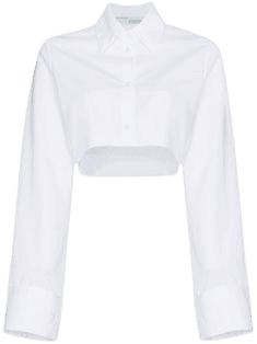 Long Sleeve Cropped Button Down Shirt (86 SAR) ❤ liked on Polyvore featuring tops, white, lon… (With images) | Cropped white shirt, White long sleeve shirt, White long sleeve top