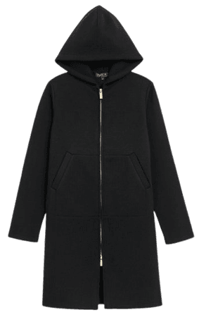 black merino wool zipped coat