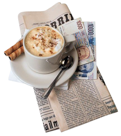 Coffee on newspapers
