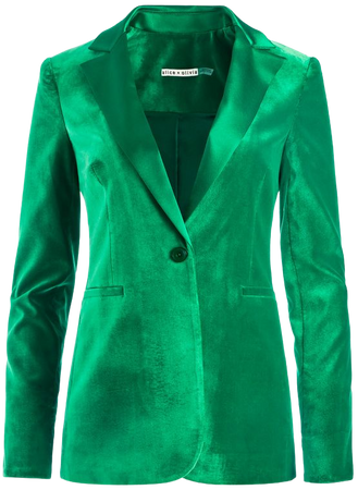 Breann Velvet Rolled Cuff Blazer In Emerald | Alice And Olivia