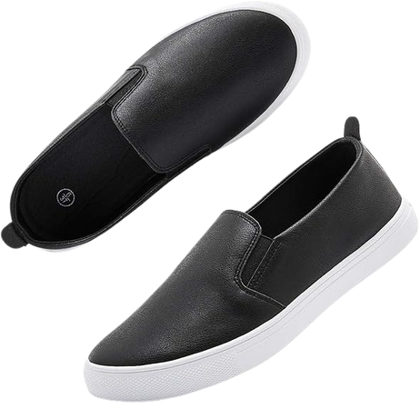 Amazon.com | hash bubbie Women's Slip on Shoes Fashion PU Leather Sneaker Low Top Casual Shoes (7, Black, Numeric_7) | Fashion Sneakers