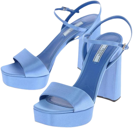 *clipped by @luci-her* Prada Blue Satin Sandals Platforms Size US 9 Regular (M, B) - Tradesy