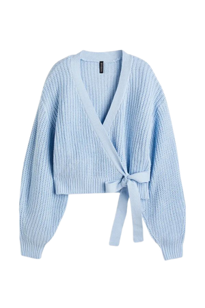 Knit Wrap-front Cardigan - Light blue - Ladies | H&M US