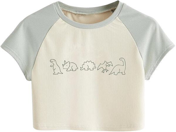 SweatyRocks Women's Short Sleeve Graphic Print Crop Top Ribbed Knit Round Neck Tee Shirt at Amazon Women’s Clothing store