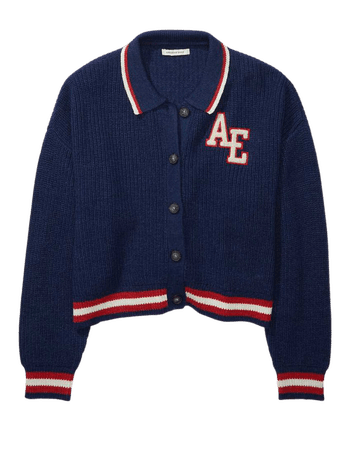 AE Long-Sleeve Polo Button-Up Cardigan