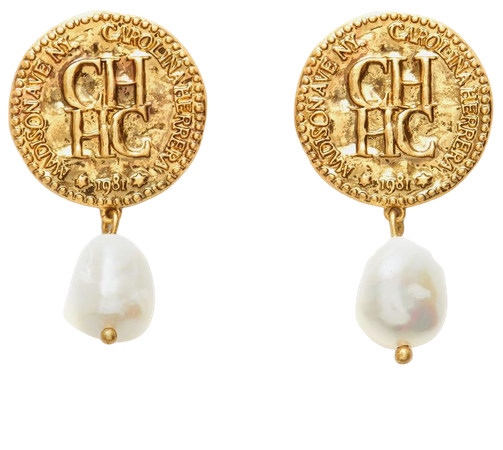 Carolina Herrera, Gold CH Coins earrings