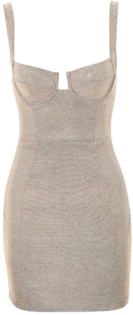 Clothing : Bodycon Dresses : 'Luisa' Silver Sparkly Bustier Mini Dress