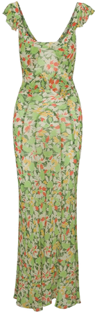 The Lila Meadow | Sheer Green Floral Maxi Dress | Réalisation Par