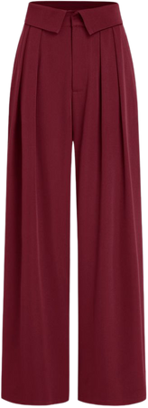 Turn-up Waist Pleated Wide Leg Trousers - Cider