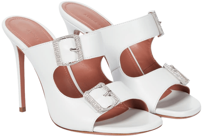Amina Muaddi - Millie leather sandals | Mytheresa
