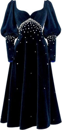 Midnight Blue Velvet Dress