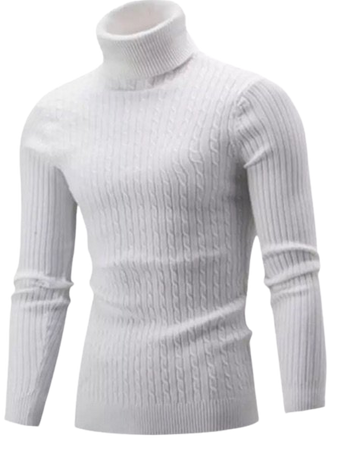 white turtle neck sweater