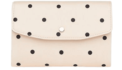 Mini Dora Cream and Black Polka Dot Leather Envelope Clutch | Handbags | L.K.Bennett