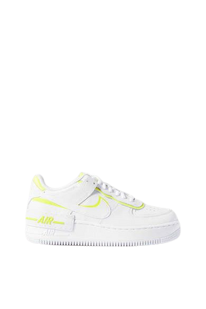 Air Force 1 Shadow Neon Leather Sneakers - White