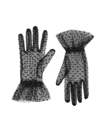 Black polka dot mesh gloves | River Island