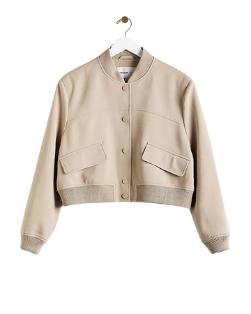 Brown tailored crop bomber jacket | River Island