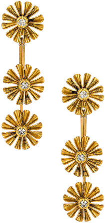 Elizabeth Cole Triple Flower Earrings in Golden Glow | REVOLVE