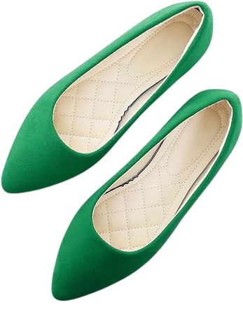 Amazon.com | ChaiRong Zhou Women Comfort Square Toe Ballets Flats, Slip On Classical Walking Shoes for Wedding/Driving/Dating Y-Grass Green Pointy Toe | Flats
