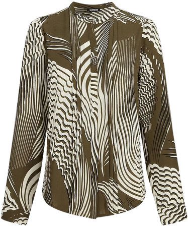 Printed Pleated Relaxed Portofino Shirt | Express