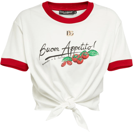 DOLCE&GABBANA Printed cropped cotton jersey T-shirt