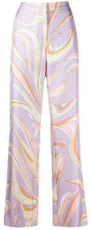 Emilio Pucci abstract-print Silk Flared Trousers - Farfetch
