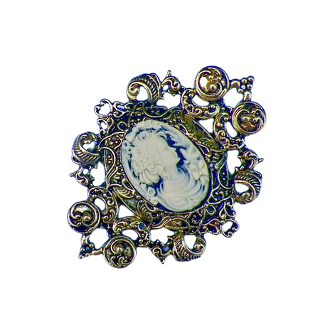 Victorian Cameo Brooch Pin Blue Classic Lady Gothic Vintage | Etsy