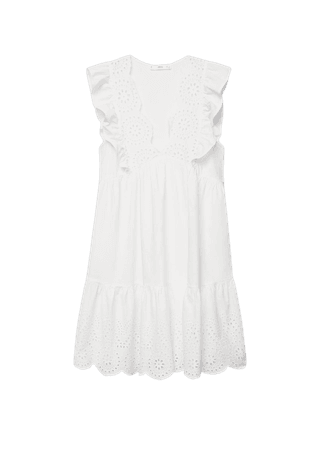 Broderie anglaise cotton dress - Women | Mango USA