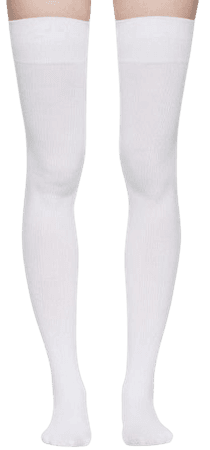 Marieyat White Doodle Thigh-High Socks