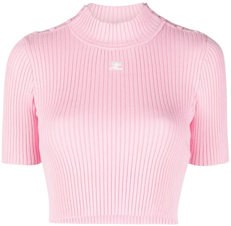 Courrèges logo-embroidered Ribbed Crop Top - Farfetch