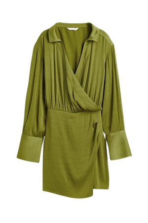 Short Wrapover Dress - Olive green - Ladies | H&M US