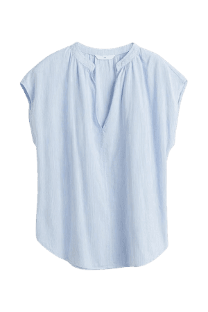 V-neck Blouse - Light blue/striped - Ladies | H&M US