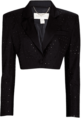 Ronny Kobo Cora Cropped Crystal-Embellished Blazer | INTERMIX®