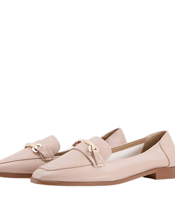 ASOS DESIGN Wide Fit Verity loafer flat shoes with trim in blush | ASOS