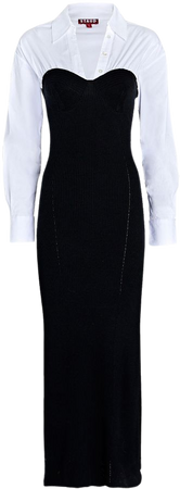 STAUD Hazel Long Sleeve Midi Dress In Black | INTERMIX®