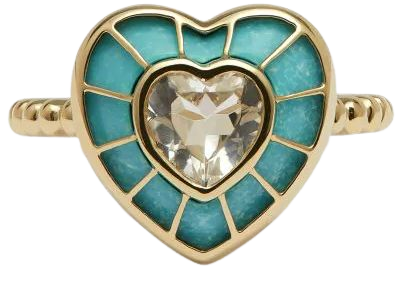 Yvonne Léon 9kt Yellow Gold Topaz And Turquoise Heart Ring - Farfetch