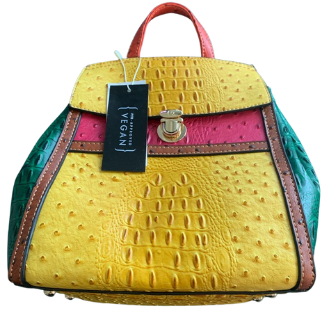 LKC Mustard Multi Color Vegan Leather Backpack
