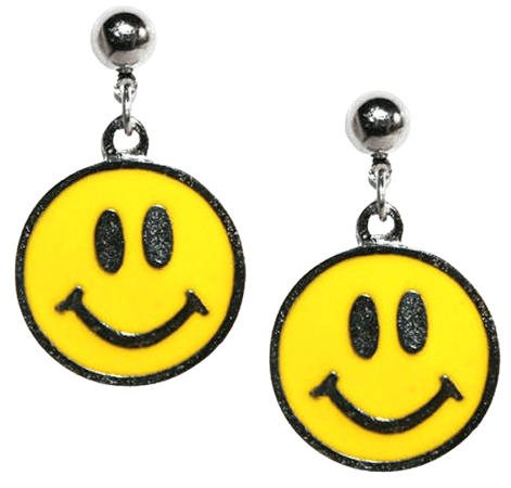 90s Happy Face Earrings- Smiley face Happy Face 1990s fashion nostalgia smiley face happy face 90s grunge dead stock 90s vintage jewelry