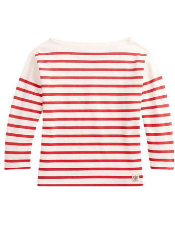 red white stripe boat neck top