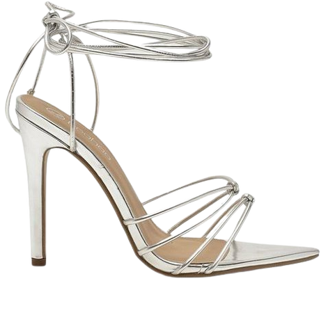 Knot Detail Wrap Strap Heel Two Parts | Boohoo silver
