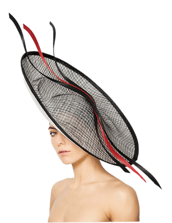 Large Black and White Fascinator Hat With Three Curved Accent Pieces – Marilyn’s