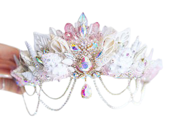 The Falling Star Mermaid Crown in blush peach Crystal crown | Etsy