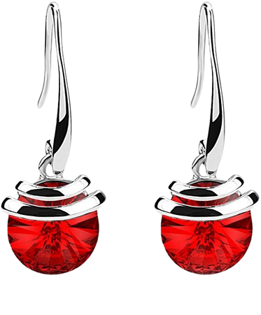 Amazon.com: Crystal French Wire Dangle Drop Earrings (Red): Jewelry