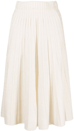 N.Peal Midi Pleated Cashmere Skirt
