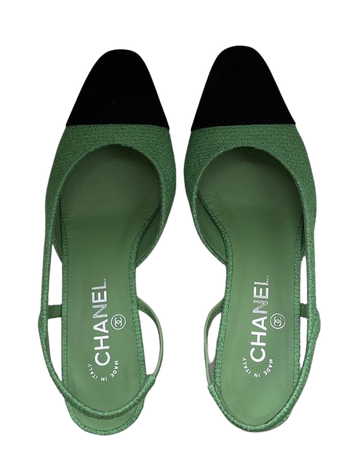 green tweed Chanel pumps