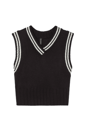 Crop Sweater Vest - Black - Ladies | H&M CA