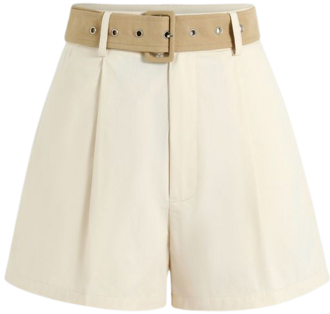 Solid Mini Shorts With Belt - Cider
