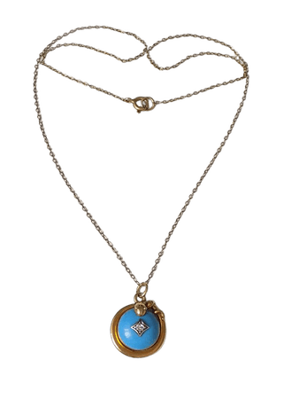 Victorian Turquoise Enamel Diamond Serpent Snake Locket Pendant Necklace