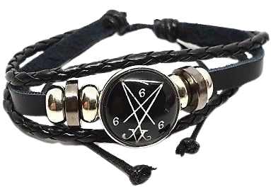 Sigil Satan Lucifer Bracelet Occult Satanic Symbol Leather Cuff Baphomet for sale online | eBay