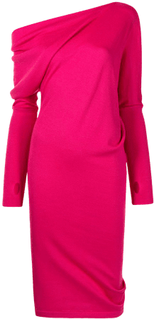 Shop pink Tom Ford draped-shoulder sweater dress with Express Delivery - Farfetch